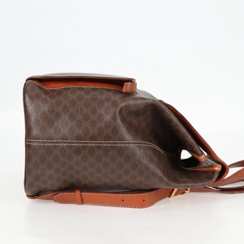 CELINE Macadam Canvas Backpack PVC Leather Brown Gold Auth 133049 - Picture 5 of 16